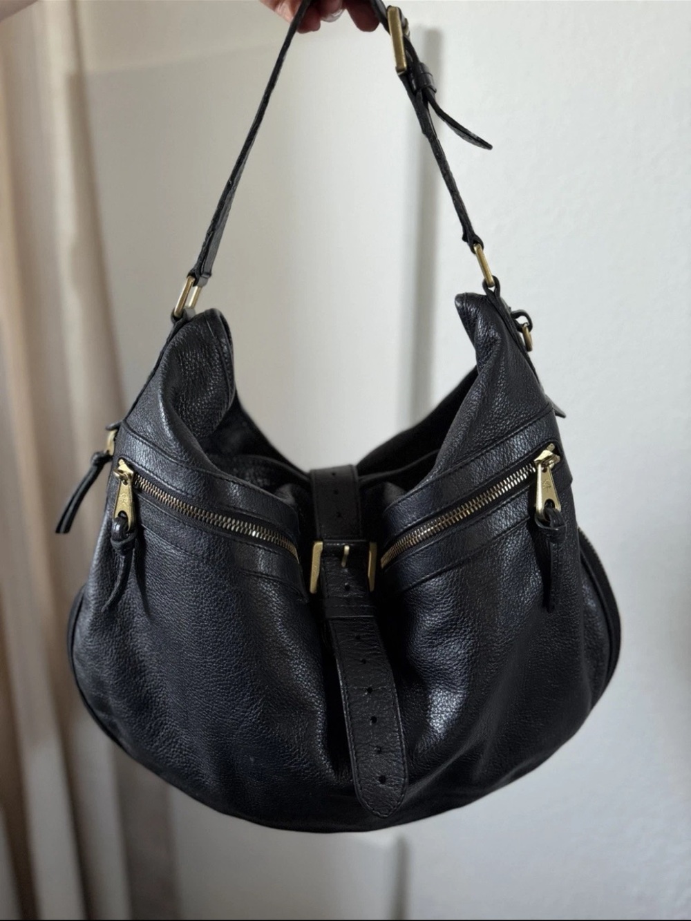 Mulberry Black Leather Hobo with Gold Hardware